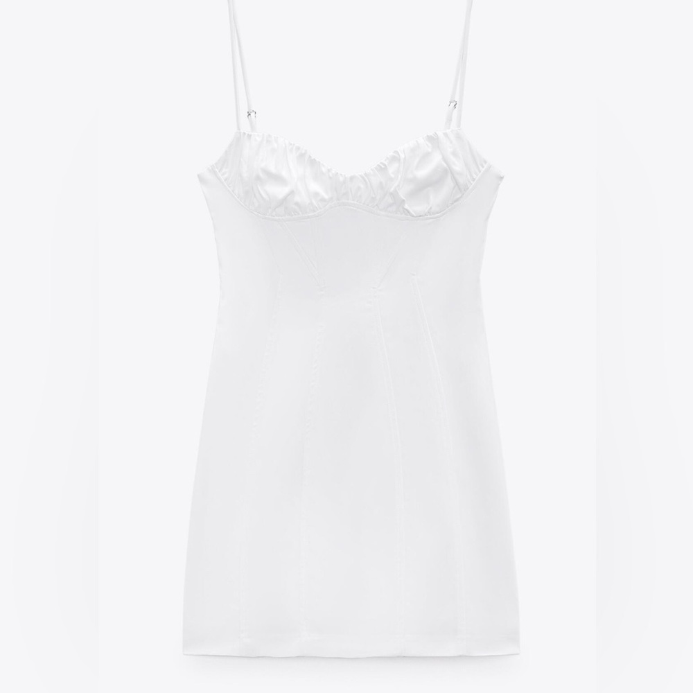 Zara White Poplin Mini Dress.